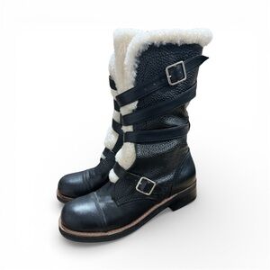 COACH  Black Shearling Moto Boots